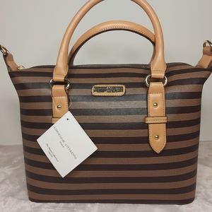 Adrienne Vittadini Studio Medium Large Satchel Handbag Brown